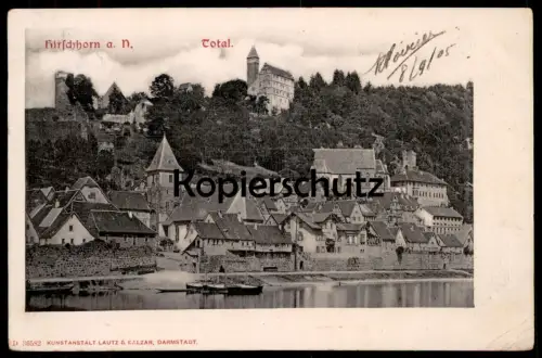 ALTE POSTKARTE HIRSCHHORN AM NECKAR TOTAL PANORAMA HESSEN AK Ansichtskarte cpa postcard