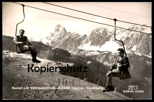 ALTE POSTKARTE SESSEL-LIFT TSCHAGGUNS GRABS VORARLBERG Austria Österreich Autriche télésiège chairlift Tracht Schruns AK
