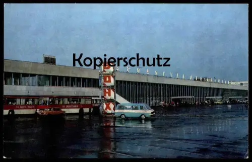 ÄLTERE POSTKARTE MOSKOWSKI FLUGHAFEN CITY MOSCOW MOCKBA MOSKAU Bus Busse airport aeroport Russia Russland cpa postcard