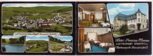 ÄLTERE POSTKARTE STADTKYLL EIFEL HOTEL PENSION MASSON Doppelkarte Bahnstation Jünkerath Königsbacher Gerolstein AK cpa