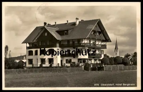 ALTE POSTKARTE OBERSTDORF ALLGÄU HOTEL BERGKRANZ mit Maschinenwerbestempel Skiflugwoche 1964 Bayern Ansichtskarte AK cpa