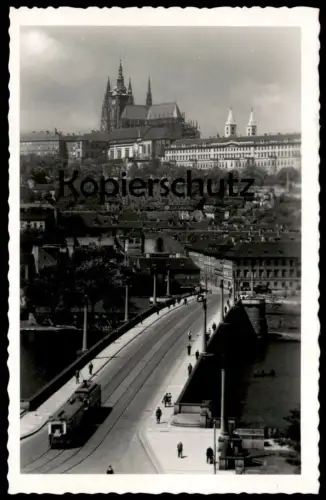 ALTE POSTKARTE PRAHA HRADCANY Tram tramway Strassenbahn Prag Prague Ceska Czech Republic Tschechien chateau castle Burg