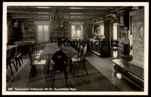 ALTE POSTKARTE RIESENGEBIRGE BAUERNSTUBE KAFFEBAUDE 100 OB. KRUMMHÜBEL Karpacz Karkonosze Krkonose Kaffeebaude AK cpa