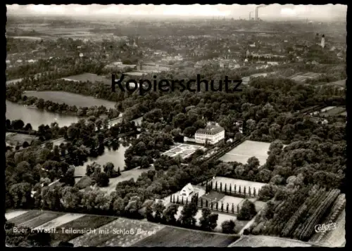 ÄLTERE POSTKARTE GELSENKIRCHEN-BUER TEILANSICHT MIT SCHLOSS BERGE FLIEGERAUFNAHME LUFTBILD AK Ansichtskarte NRW postcard