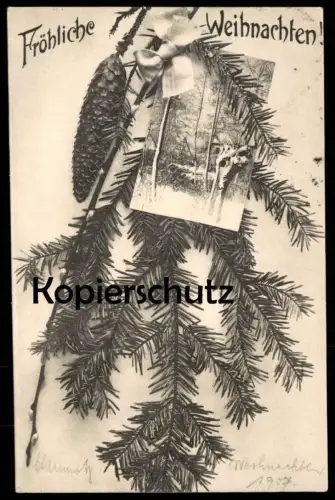 ALTE POSTKARTE FRÖHLICHE WEIHNACHTEN FACHWERKHAUS IM WALD STEMPEL CHEMNITZ 1907 Ansichtskarte Verfasser Hugo Stankoff