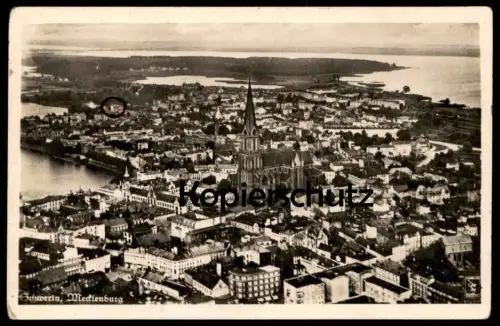 ALTE POSTKARTE SCHWERIN MECKLENBURG VOM FLUGZEUG LUFTAUFNAHME FLIEGERAUFNAHME Luftbild Ansichtskarte AK cpa postcard