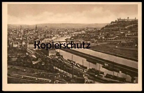 ALTE POSTKARTE WÜRZBURG TOTALE VOM STEINBERG SCHIFFE DAMPFLOK Zug steam train locomotive à vapeur postcard Ansichtskarte