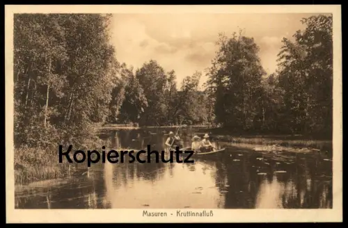 ALTE POSTKARTE MASUREN KRUTTINNAFLUSS Kruttina Krutyn Kruttinen Ostpreussen Masury Fluss river couple cpa postcard AK