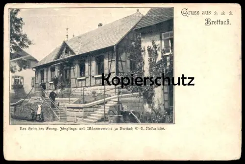 ALTE POSTKARTE GRUSS AUS BRETTACH HEIM DES JÜNGLINGS- UND MÄNNERVEREINS Langenbrettach b. Neckarsulm Ansichtskarte CVJM