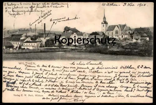 ALTE POSTKARTE WILTHEN IN SACHSEN GESAMTANSICHT FABRIK HÜNLICH Ansichtskarte postcard cpa AK