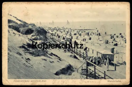 ALTE POSTKARTE INSEL SYLT 1909 NORDSEEBAD WESTERLAND WANDELBAHN Strand beach plage cpa postcard AK Ansichtskarte