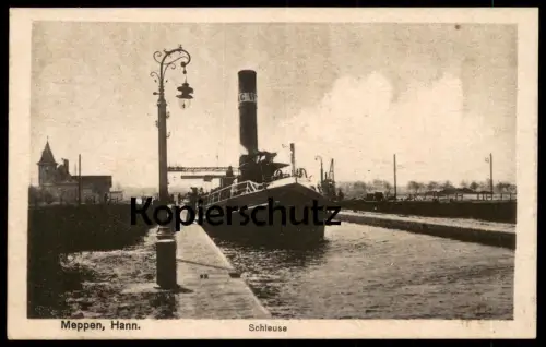 ALTE POSTKARTE MEPPEN HANNOVER SCHLEUSE DAMPFER SCHIFF watergate sluice écluse steamer bateau à vapeur AK cpa postcard