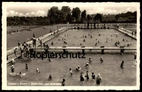 ALTE POSTKARTE RASTATT IN BADEN SCHWIMMBAD UND STRANDBAD swimming pool Bad bath piscine Ansichtskarte AK cpa postcard