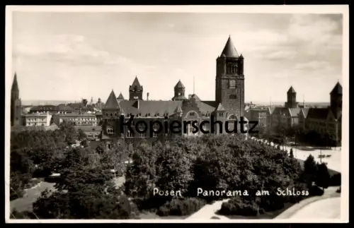 ALTE POSTKARTE POSEN POZNAN PANORAMA AM SCHLOSS Polska Poland Polen castle chateau Bahnpost Ansichtskarte cpa postcard