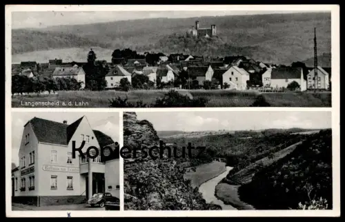 ÄLTERE POSTKARTE LANGENSCHEID AN DER LAHN DIEZ GASTHAUS ZUM LAHNTAL PENSION INHABER ERNST KÜCHLER postcard Ansichtskarte