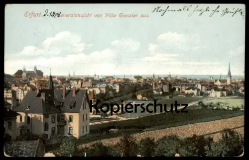 ALTE POSTKARTE ERFURT GENERALANSICHT VON VILLA GIESSLER AUS Totalansicht Gesamtansicht Total Ansichtskarte postcard cpa
