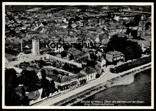 ALTE POSTKARTE ELTVILLE AM RHEIN 1936 STADT DES WEINES UND DER ROSEN ORIGINAL FLIEGERAUFNAHME Luftaufnahme Ansichtskarte