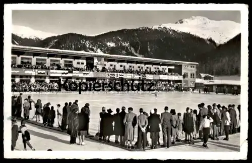 ÄLTERE POSTKARTE DAVOS DIE EISBAHN EISKUNSTLAUF KÜR competition contest ice figure skating patinage artistique postcard
