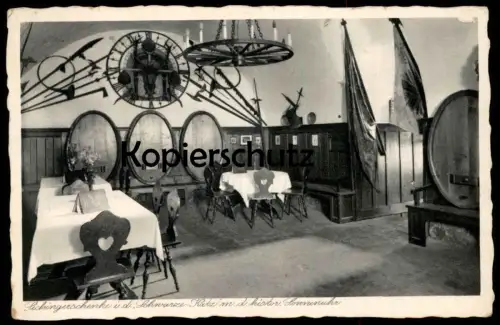 ALTE POSTKARTE SICKINGERSCHENKE SCHWARZE KATZ ZU EBERNBURG BAD MÜNSTER AM STEIN Sonnenuhr sun dial Uhr cadran solaire AK