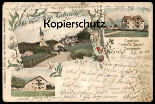 ALTE POSTKARTE GRUSS AUS VÖTTERL'S GASTHOF GROSSGMAIN SALZBURG ÖSTERREICH Großgmain Austria Autriche AK Ansichtskarte cp
