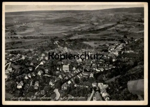 ALTE POSTKARTE SCHOTTEN DAS HERZ DES VOGELSBERGES ORIGINAL FLIEGERAUFNAHME Luftbild Luftaufnahme Totalansicht postcard