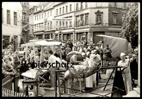ÄLTERE POSTKARTE FREIBERG 800-JAHR-FEIER 1986 GAUMENFREUDE FÜR VIELE OCHSE AM SPIESS Ansichtskarte AK cpa postcard