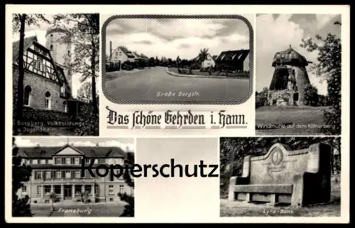 ALTE POSTKARTE DAS SCHÖNE GEHRDEN IN HANNOVER WINDMÜHLE LYRA-BANK BURGBERG FRANZBURG moulin windmill AK Ansichtskarte