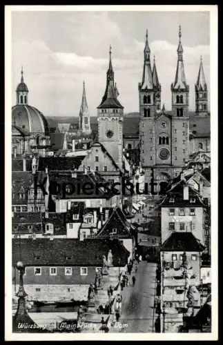 ÄLTERE POSTKARTE WÜRZBURG MAINBRÜCKE MIT DOM Main Ansichtskarte postcard cpa AK Bayern Bavaria