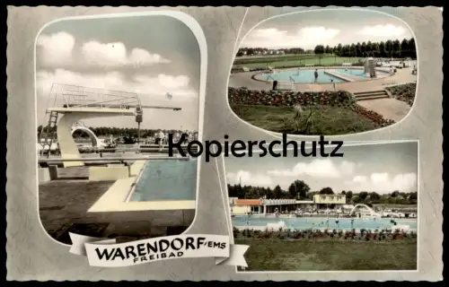 ÄLTERE POSTKARTE WARENDORF EMS FREIBAD Bad Schwimmbad piscine swimming pool AK Ansichtskarte cpa postcard
