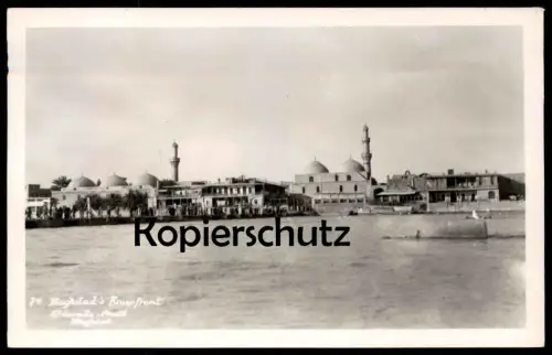 ALTE FOTO POSTKARTE BAGHDAD'S RIVER FRONT TIGRIS MOSQUE Bagdad Irak Iraq cpa photo postcard AK Ansichtskarte