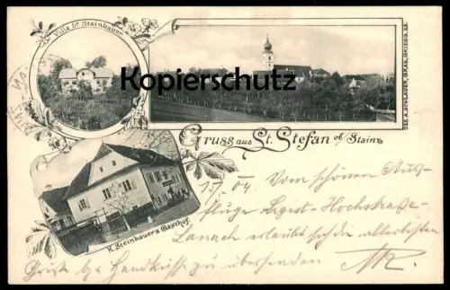ALTE POSTKARTE GRUSS AUS ST. STEFAN OB STAINZ VILLA DR. STEINBAUER STEINBAUERS GASTHOF Steiermark Austria cpa AK