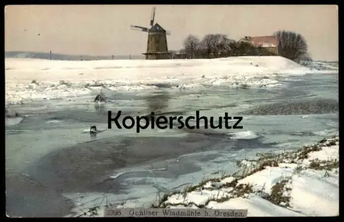 ALTE POSTKARTE GOHLISER WINDMÜHLE BEI DRESDEN GOHLIS moulin à vent windmill Mühle Winter Schnee snow hiver AK cpa