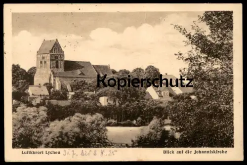 ALTE POSTKARTE LUFTKURORT LYCHEN 1925 BLICK AUF DIE JOHANNISKIRCHE Kirche church église AK Ansichtskarte cpa postcard