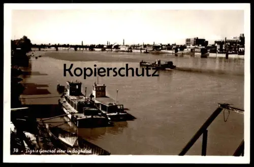 ALTE POSTKARTE TIGRIS GENERAL VIEW IN BAGHDAD Bagdad Irak Iraq Boot ship boat postcard cpa Ansichtskarte AK