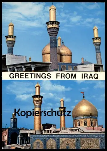 ÄLTERE POSTKARTE GREETINGS FROM IRAQ IRAK SAMARRA GOLDEN MOSQUE Goldene Moschee cpa postcard Ansichtskarte AK