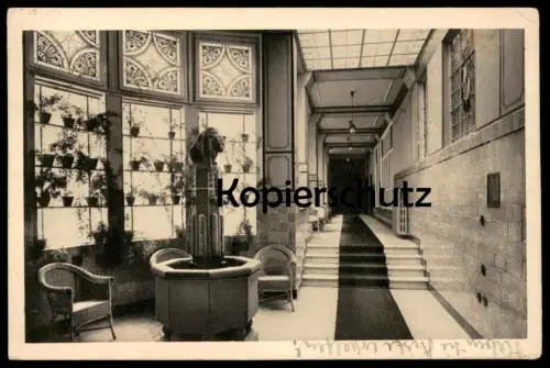ALTE POSTKARTE HOTEL DER FÜRSTENHOF MÜNSTER I. W. WANDELHALLE Brunnen fountain fontaine Puma postcard AK Ansichtskarte