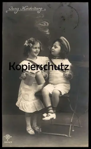 ALTE POSTKARTE JUNG HEIDELBERG STUDENTICA STUDENTIKA ÉTUDIANT KINDER children enfants Humor humour cpa AK postcard