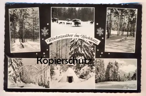 ÄLTERE POSTKARTE WINTERZAUBER IM HOCHHARZ KÖHLER KÖHLERHÜTTE Harz Wildfütterung Winter Schnee Ansichtskarte AK postcard