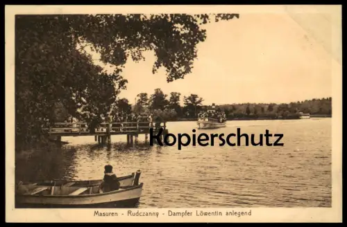 ALTE POSTKARTE MASUREN RUDCZANNY DAMPFER LÖWENTIN ANLEGEND Ruciane-Nida Schiff ship Ostpreussen AK cpa postcard