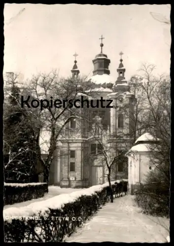 ÄLTERE POSTKARTE CHRISTKINDL BEI STEYR OBERÖSTERREICH IM SCHNEE snow neige winter Kirche church église AK Ansichtskarte