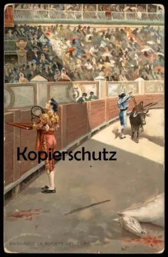 ALTE POSTKARTE BRINDANDO LA MUERTE DEL TORO STIERKAMPF Torero corrida bullfight tauromachie horse Pferd Tod cheval cpa
