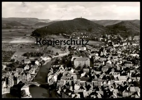 ÄLTERE POSTKARTE ESCHWEGE IM WERRALAND Werra Luftaufnahme Stadion Luftbild Fliegeraufnahme Ansichtskarte Stempelabschlag