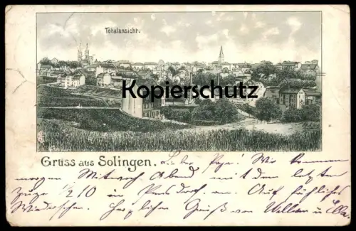 ALTE POSTKARTE GRUSS AUS SOLINGEN TOTALANSICHT 1899 PANORAMA Gesamtansicht cpa AK Ansichtskarte postcard