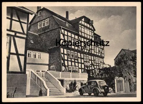 ALTE POSTKARTE TREYSA 1948 HOTEL ZUR BURG Bes. H. Petri Schwalmstadt Bez. Kassel Auto car AK Ansichtskarte postcard cpa