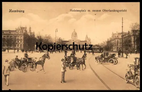 ALTE POSTKARTE HAMBURG HOLSTENPLATZ MIT NEUEM OBERLANDESGERICHT Photomontage Montage photo Fotomontage cpa postcard AK