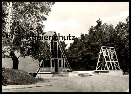 ÄLTERE POSTKARTE STORKOW KREIS BEESKOW JUGENDHEIM HIRSCHLUCH DER EV. KIRCHE BERLIN-BRANDENBURG KAPELLE GLOCKE GLOCKEN