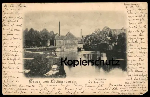 ALTE POSTKARTE GRUSS AUS LÜDINGHAUSEN BORGPARTIE 1900 Borgmühle cpa AK Ansichtskarte postcard