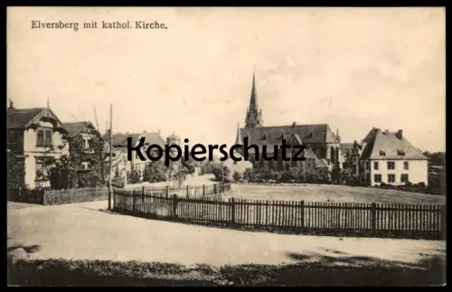 ALTE POSTKARTE SPIESEN-ELVERSBERG MIT KATHOLISCHER KIRCHE STEMPEL SAARLOUIS VERWENDET ... cpa Ak Ansichtskarte postcard