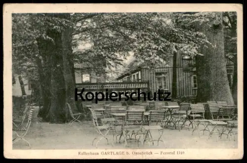 ALTE POSTKARTE KAFFEEHAUS GARTLAGE BEI OSNABRÜCK FERNRUF 1196 CAFE eiche oak tree Ansichtskarte AK cpa postcard