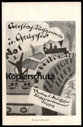 ALTE POSTKARTE ERNST BUSCH LEIPZIG LEIPZIGER HEFTE ARCHIV FÜR BUCHGEWERBE & GRAPHIK 1922 Buch postcard Ansichtskarte cpa